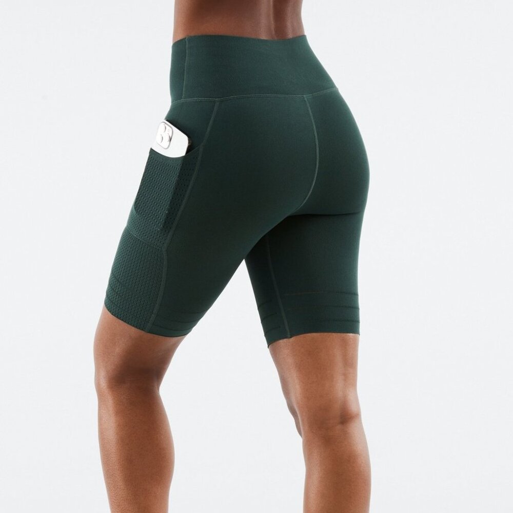Fabletics High-Waisted SculptKnit® Pocket Short, XS, Dark Pine